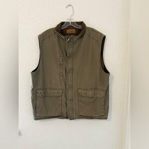 Clearwater Outfitters Mens Button Up Pockets Lined Sleeveless Green Vest Size XL